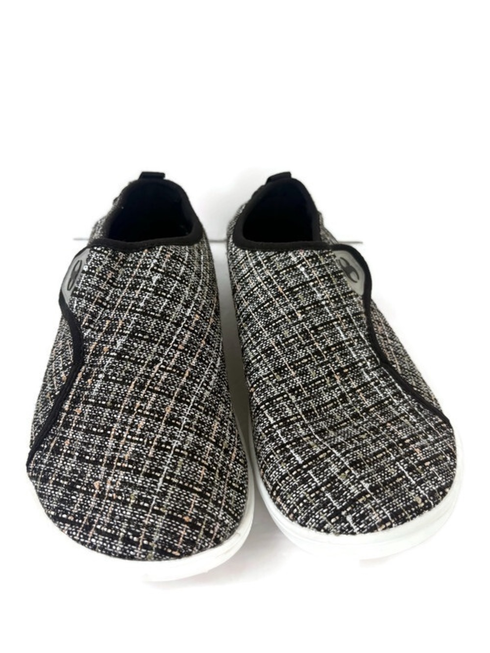 Amazon Stretchy Tweed Slip On Sneaker Shoes in Black/White